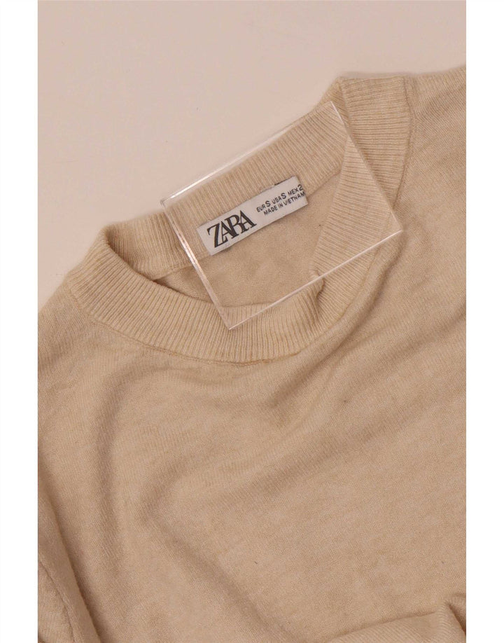 Zara Γυναικείο πουλόβερ με λαιμόκοψη UK 10 Small Off White