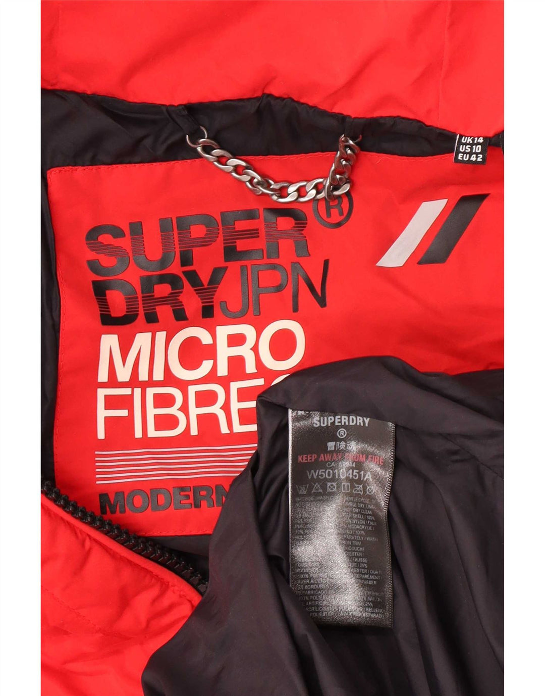Superdry γυναικείο παλτό με κουκούλα UK 14 μεγάλο κόκκινο πολυεστέρα