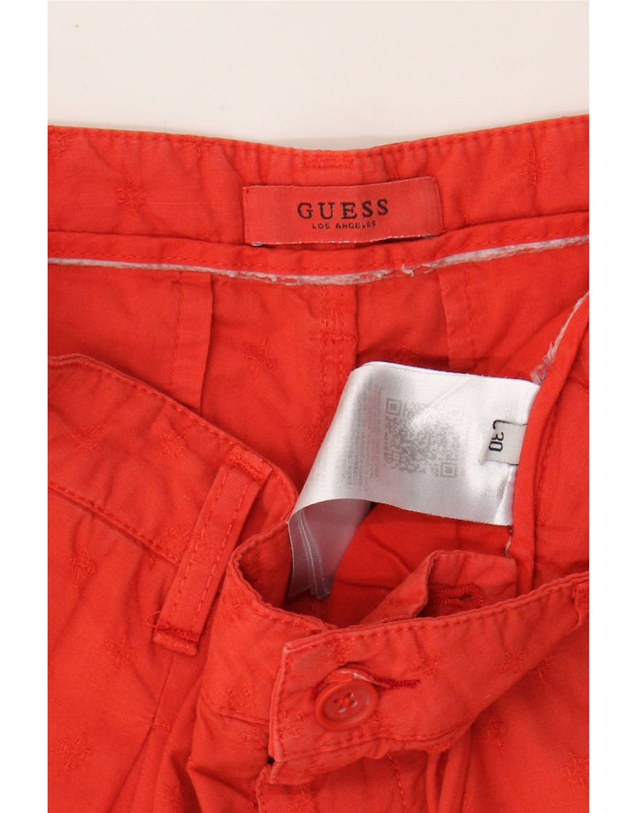 GUESS Mens Pegged Chino Shorts W30 Medium Orange Floral Polyamide