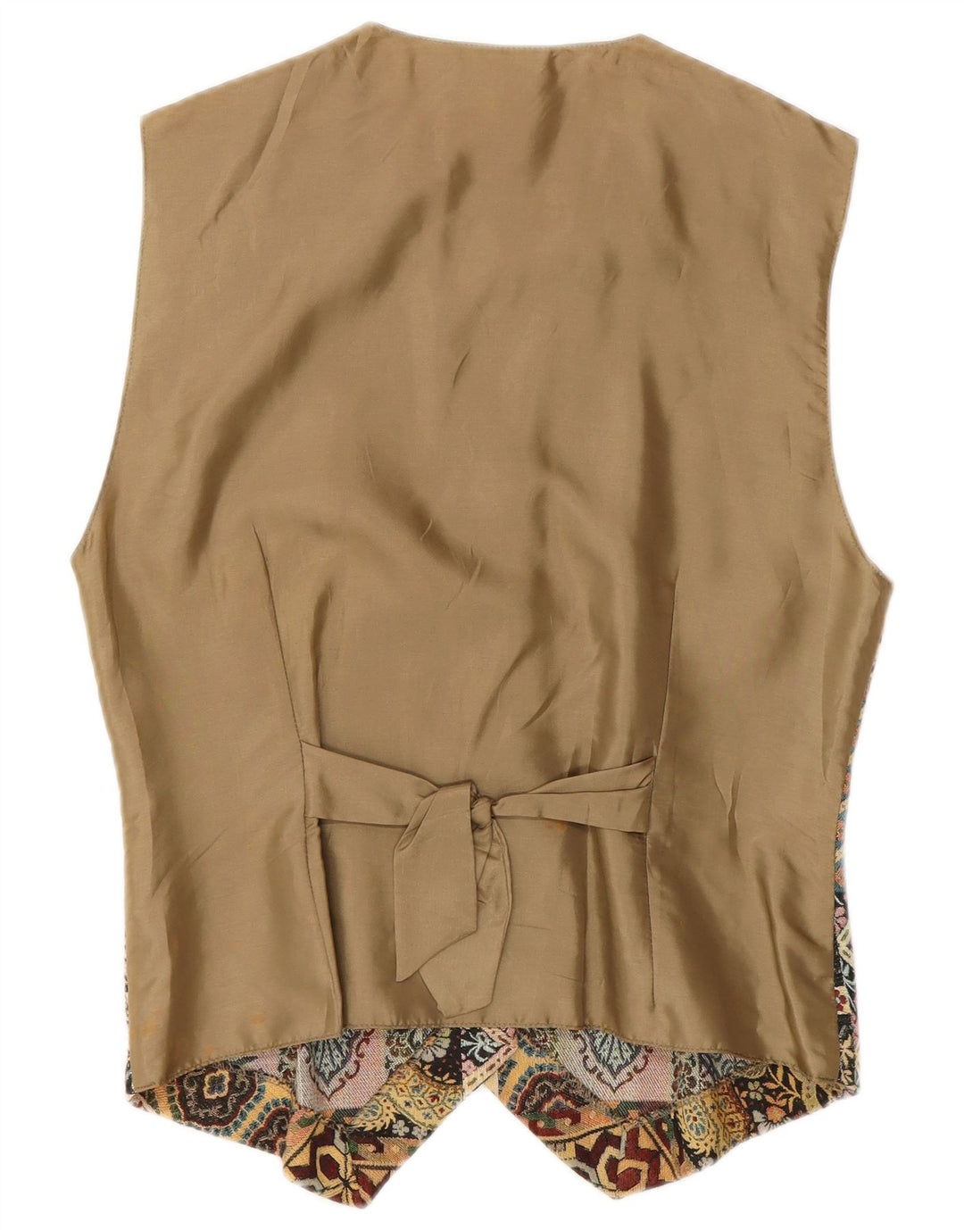 VINTAGE Γυναικείο Γιλέκο UK 12 Medium Beige Paisley Polyester