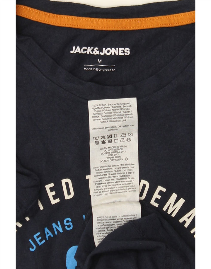 Ανδρικό γραφικό μπλουζάκι Jack & Jones Τοπ μεσαίου μπλε βαμβακερό