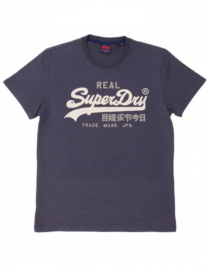 Ανδρικό γραφικό T-Shirt Superdry Top XL Navy Blue Cotton