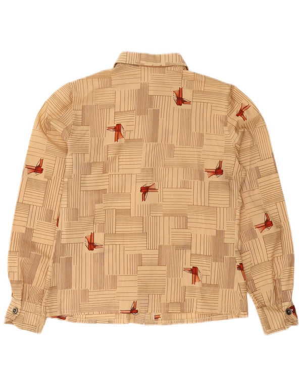 Vintage γυναικείο πουκάμισο UK 12 Medium Beige γεωμετρικό