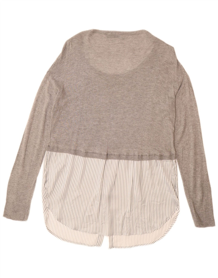 ZARA Γυναικείο πουλόβερ Longline Boat Neck Jumper UK 14 Medium Grey Viscose