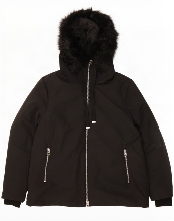 Zara Γυναικείο μπουφάν με κουκούλα UK 18 XL Μαύρο