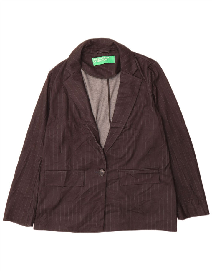 Benetton Γυναικείο σακάκι 1 κουμπιού Blazer UK 12 Medium Black Ride Classic