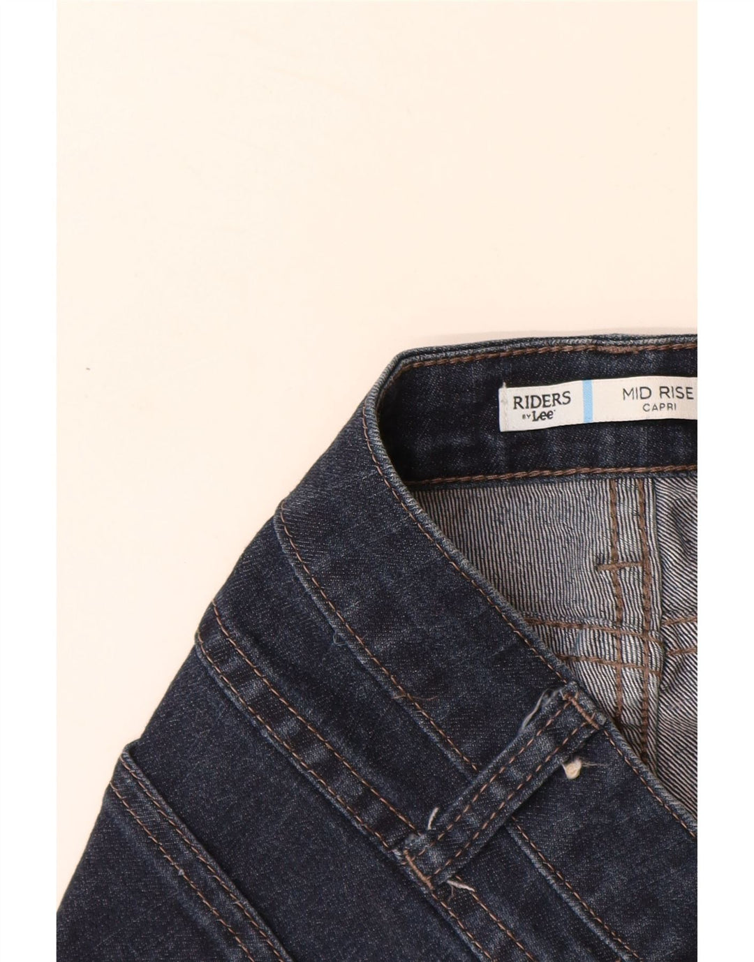 LEE Womens Riders Ψηλόμεσο Capri Jeans US 14 Large W34 L19 Navy Blue