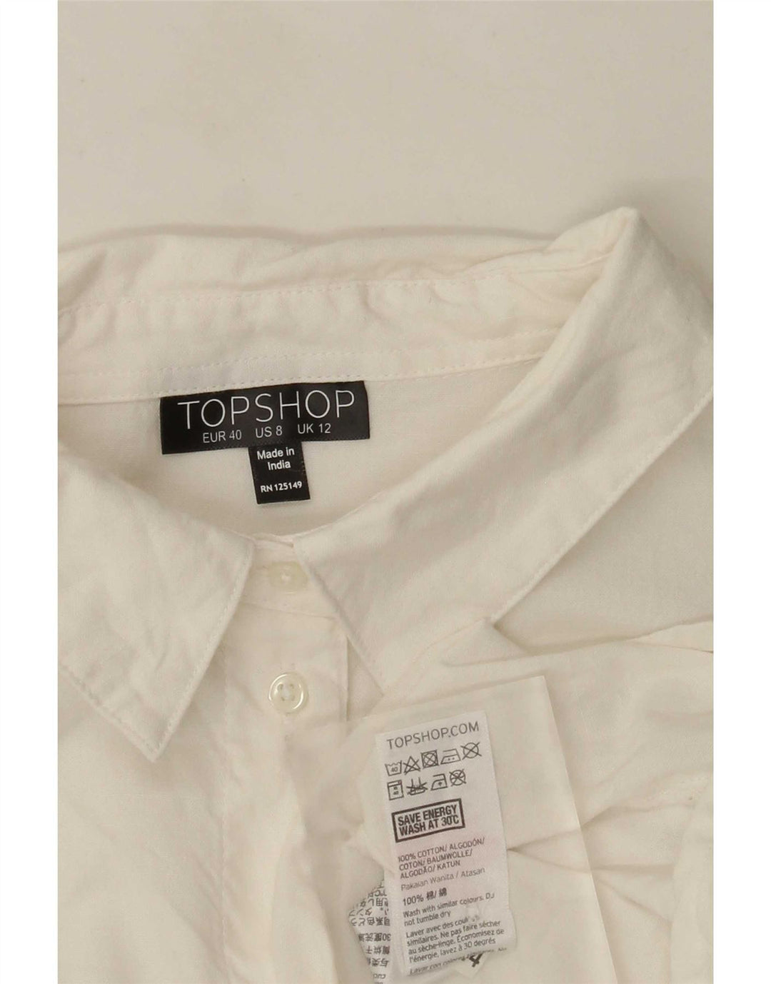 Topshop Γυναικείο γραφικό πουκάμισο Oversized Μπλούζα UK 12 Medium White Floral