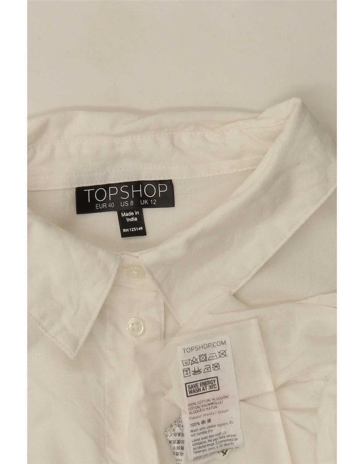 Topshop Γυναικείο γραφικό πουκάμισο Oversized Μπλούζα UK 12 Medium White Floral