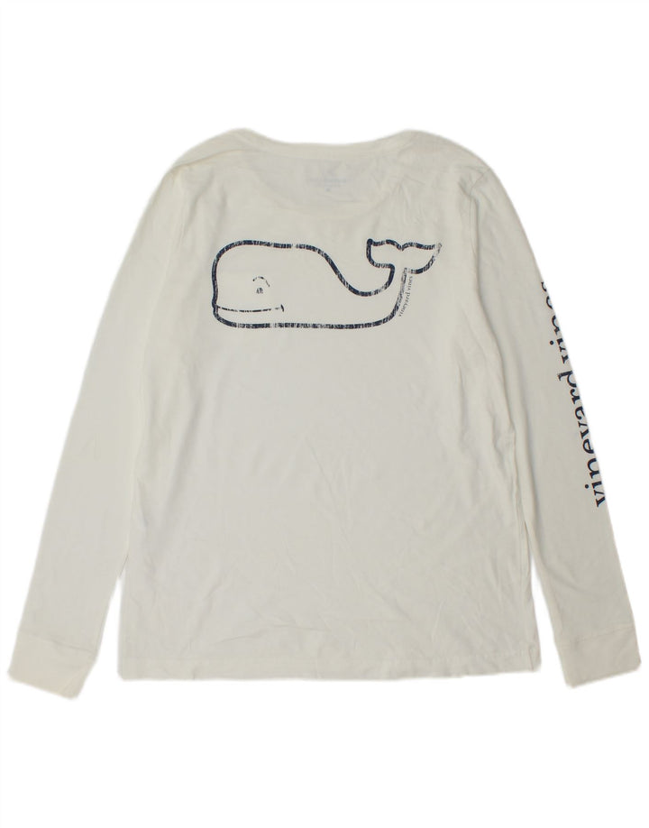 VINEYARD VINES Ανδρικό γραφικό τοπ Μακρύ μανίκι μεσαίο λευκό βαμβακερό