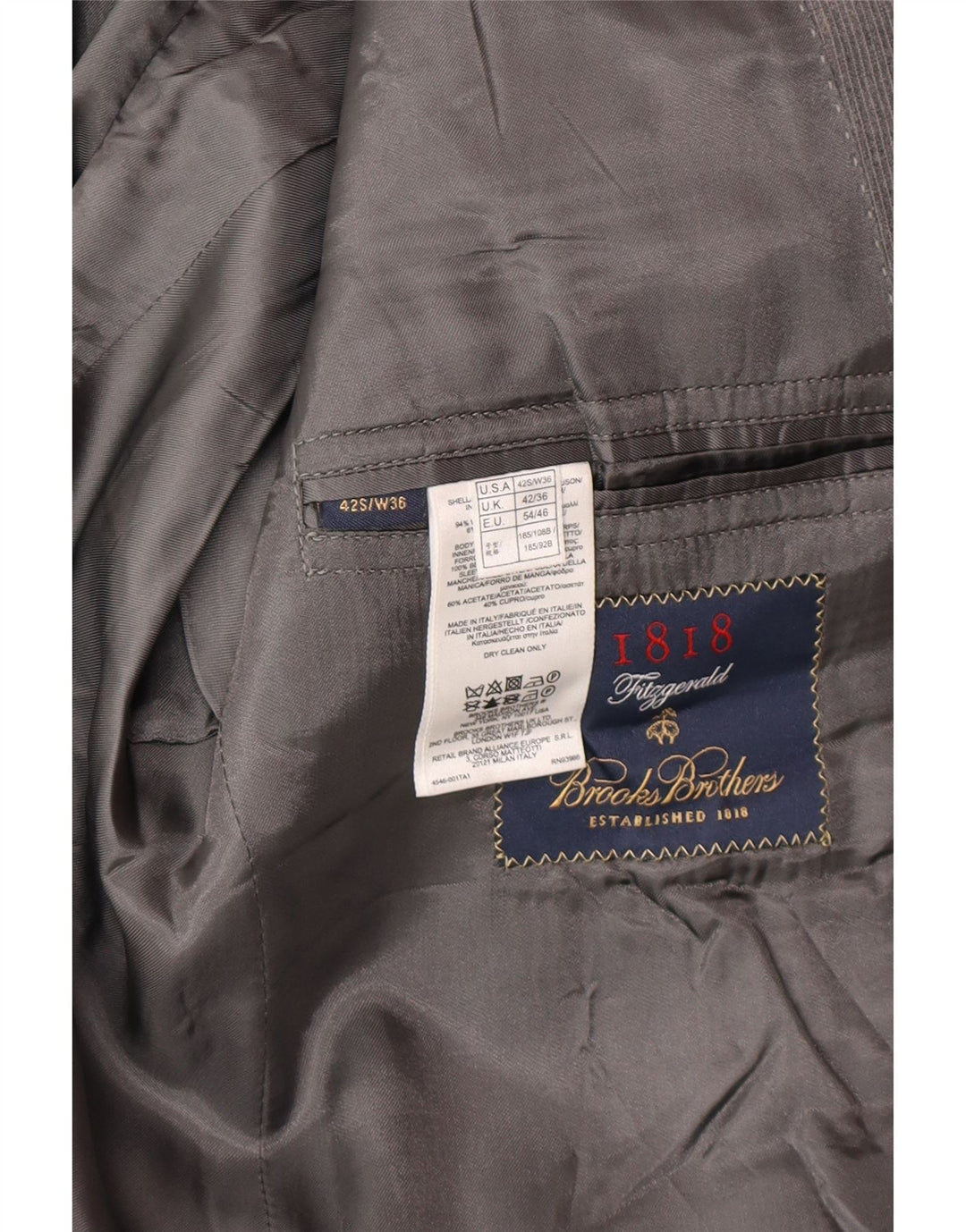 Brooks Brothers Ανδρικό σακάκι σακάκι με 2 κουμπιά UK 42 XL γκρι μαλλί