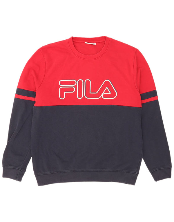 Ανδρικό γραφικό φούτερ Fila Jumper Μεγάλο μπλε μπλε χρώματος βαμβακερό