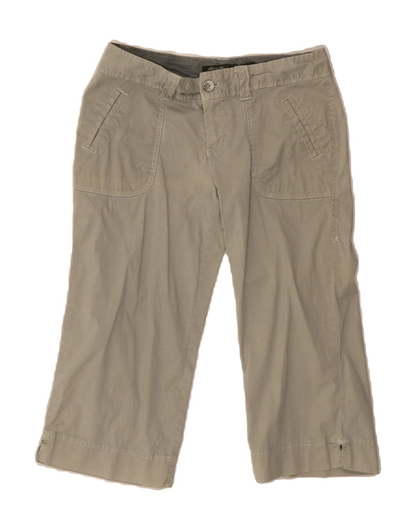 EDDIE BAUER Womens Capri Trousers US 2 XS W28 L18 Grey Pinstripe Cotton