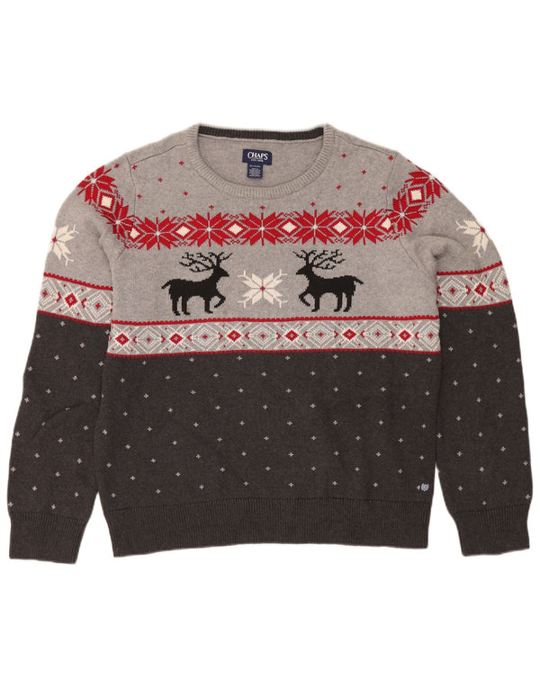 Ανδρικό πουλόβερ Chaps Boat Neck Jumper XL Grey Fair Isle Cotton