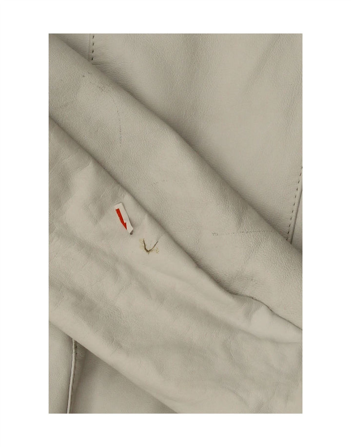 MIRA FURS Womens Leather Jacket IT 52 2XL White Leather Vintage Mira Furs and Second-Hand Mira Furs from Messina Hembry 