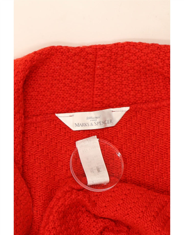 Marks & Spencer Γυναικείο Crop ανοιχτό πουλόβερ ζακέτα UK 10 Small Red Wool