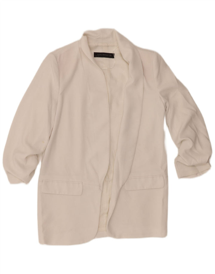 Zara Γυναικείο Μπουφάν 3/4 Μανίκι Μπλέιζερ UK 10 Small White