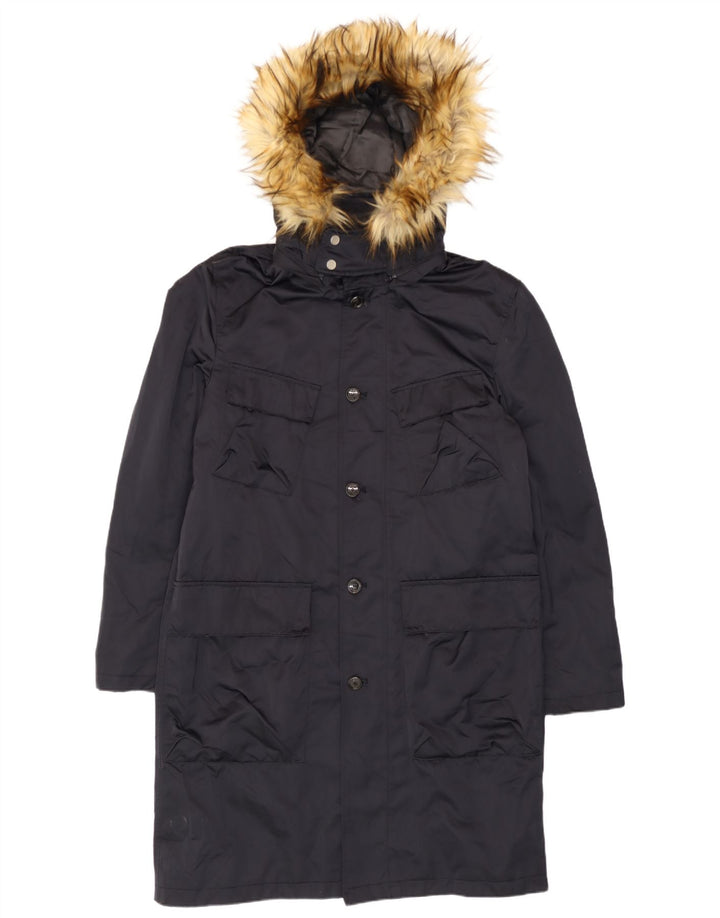 Zara Ανδρικό μπουφάν Parka με κουκούλα UK 40 Large Black Polyester