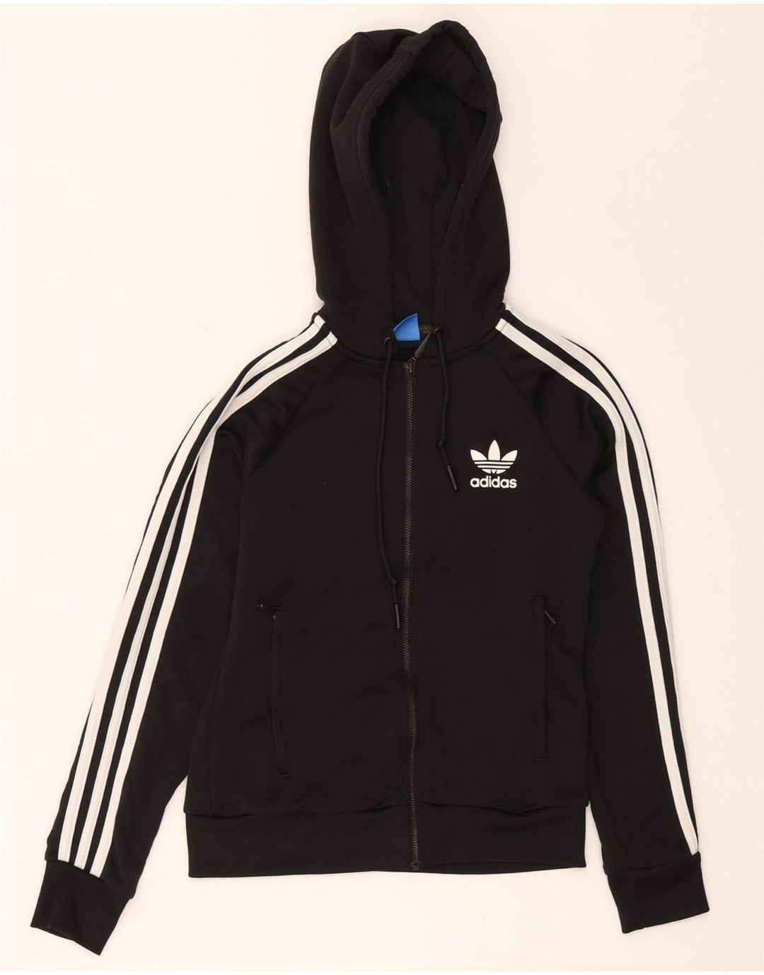 Γυναικείο πουλόβερ με κουκούλα με φερμουάρ Adidas UK 8 Small Black Polyester