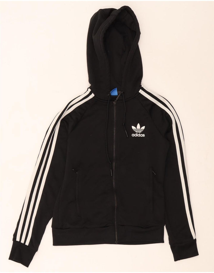 Γυναικείο πουλόβερ με κουκούλα με φερμουάρ Adidas UK 8 Small Black Polyester