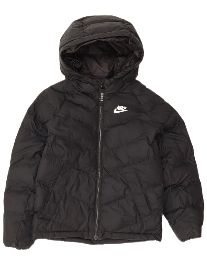 Nike Girls Hooded Jacket 8-9 Years Small Black