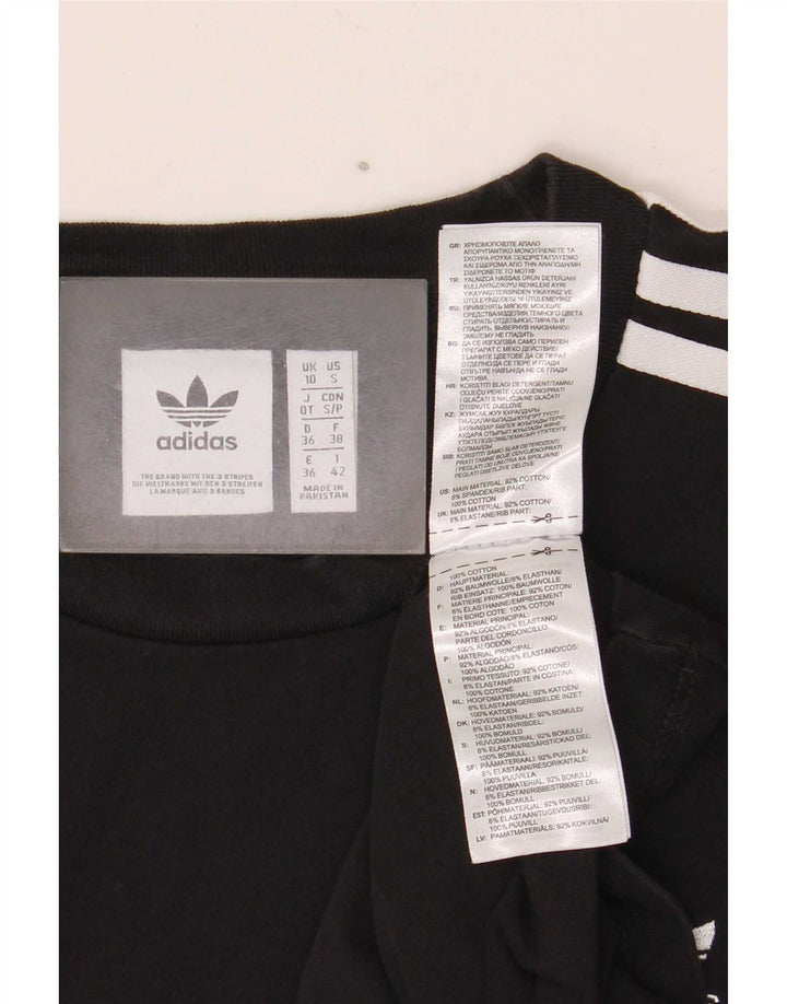 Γυναικείο τοπ Adidas μακρυμάνικο UK 10 Small μαύρο βαμβακερό