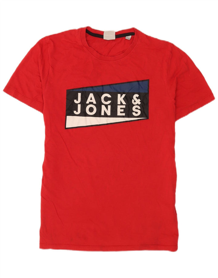 Ανδρικό γραφικό μπλουζάκι Jack & Jones, μεσαίο κόκκινο βαμβακερό