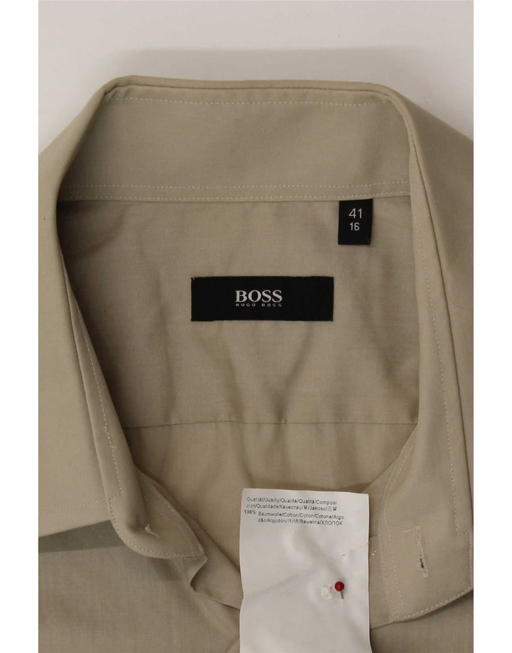 Ανδρικό πουκάμισο Hugo Boss Νούμερο 41 16 Μεγάλο Χακί Βαμβακερό