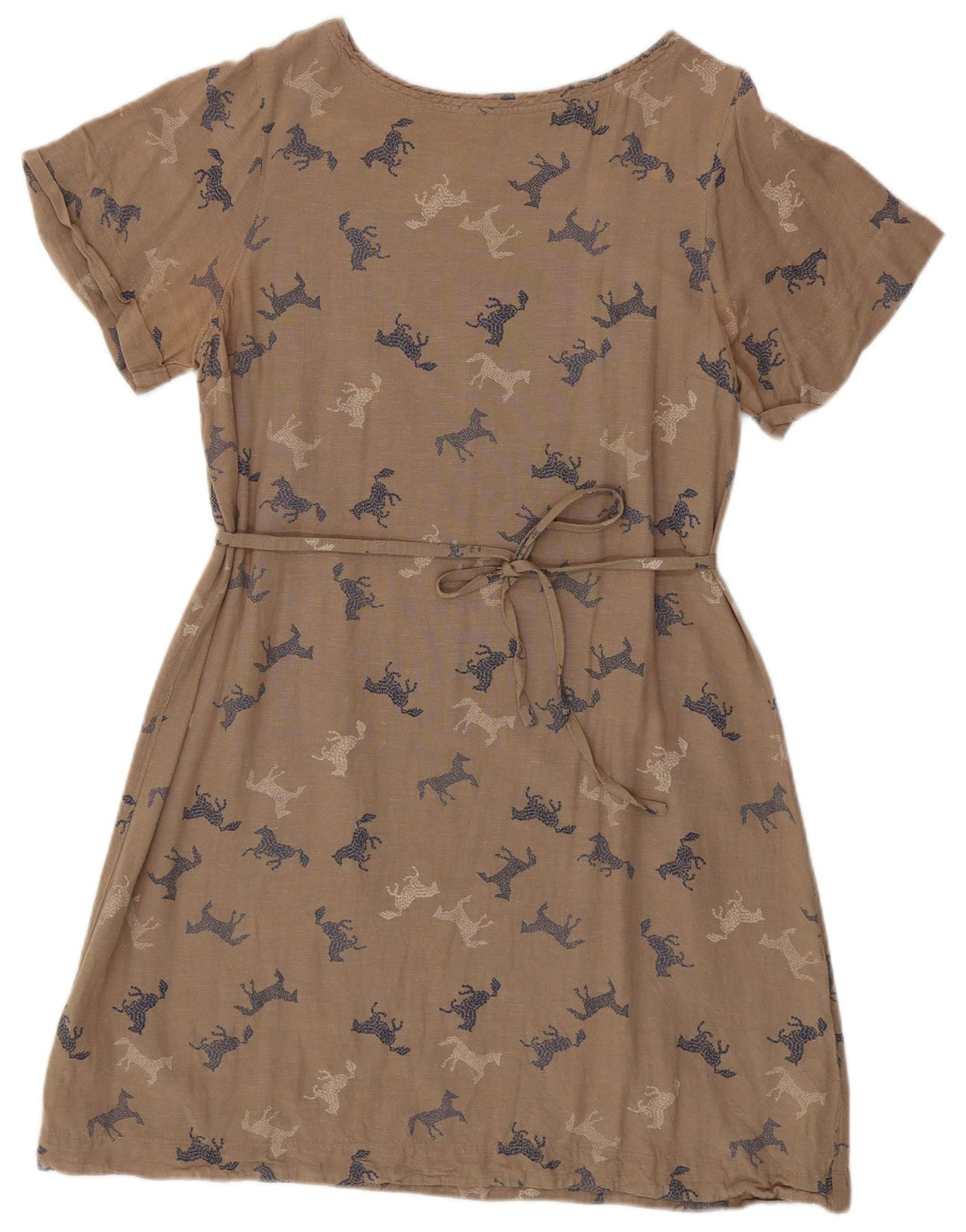 WHITE STUFF Γυναικείο γραφικό φόρεμα A-Line UK 16 Large Beige print Animal