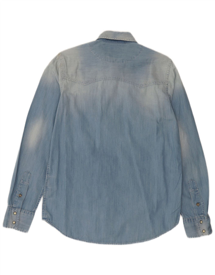 Marlboro Classics Ανδρικό Acid Wash Slim Fit Τζιν πουκάμισο μεσαίο μπλε βαμβακερό