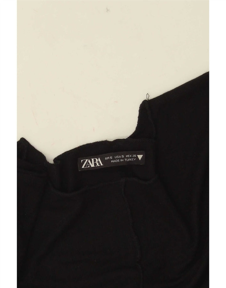 Zara Γυναικείο Crop Top Μακρυμάνικο UK 8 Small Black