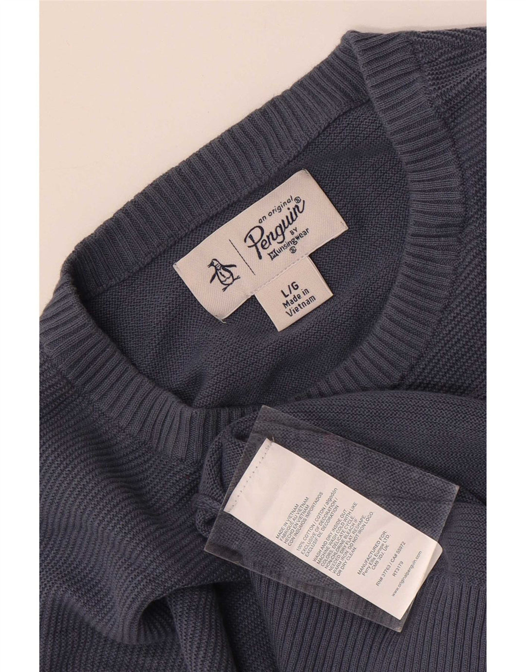 Ανδρικό πουλόβερ Penguin Crew Neck Jumper μεγάλο μπλε βαμβακερό