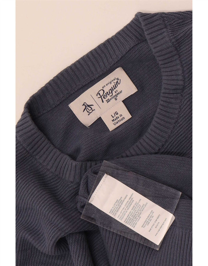 Ανδρικό πουλόβερ Penguin Crew Neck Jumper μεγάλο μπλε βαμβακερό