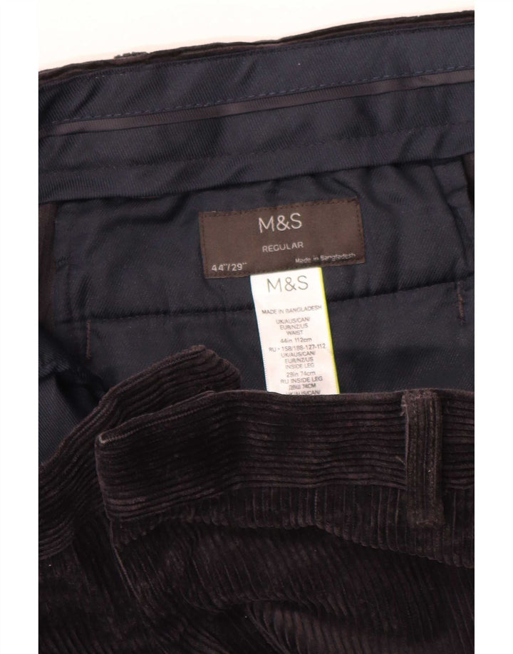 Marks & Spencer Ανδρικό ίσιο παντελόνι κανονικό κοτλέ W44 L29 Μαύρο