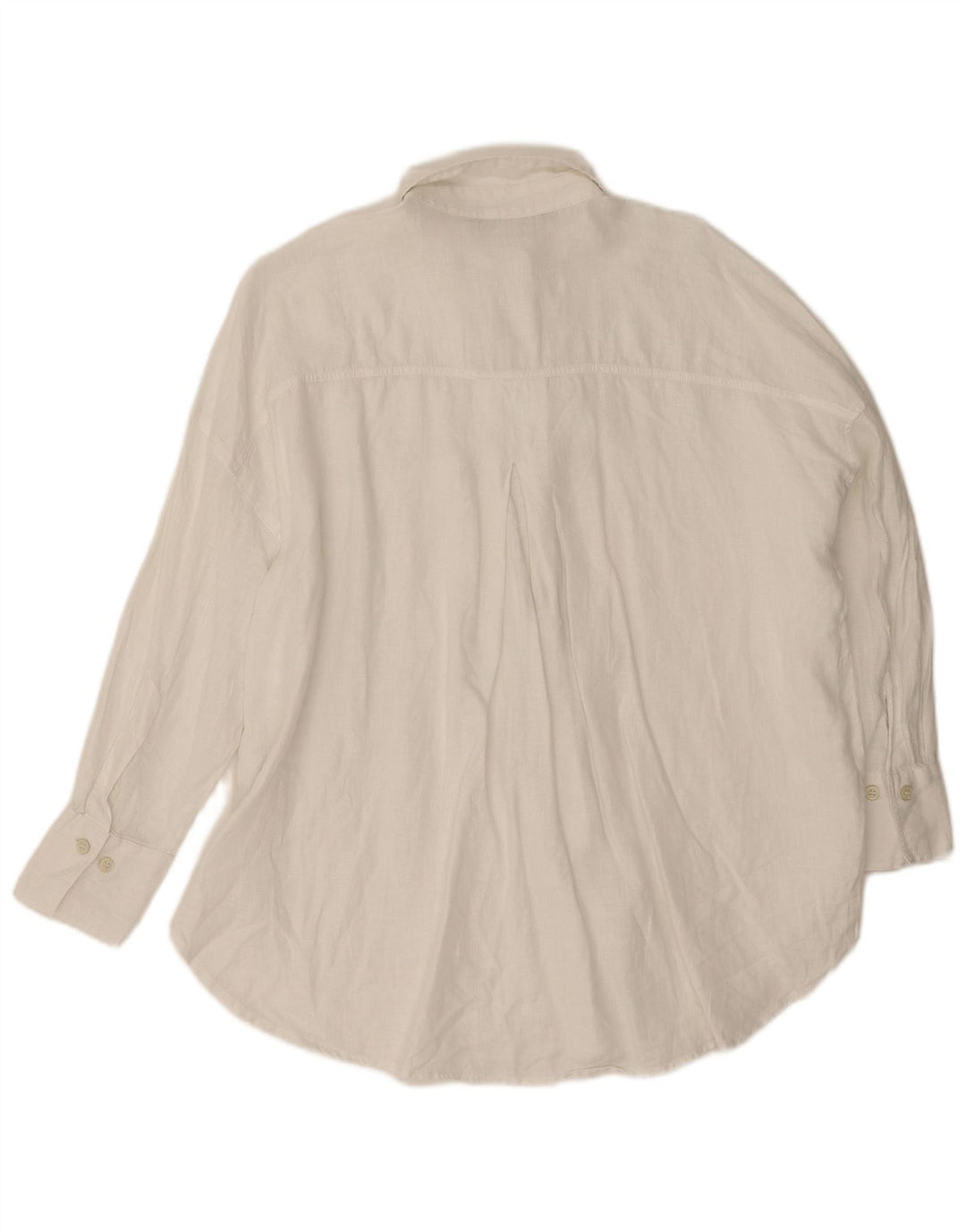 Zara Γυναικείο πουκάμισο Oversized UK 10 Small White Len