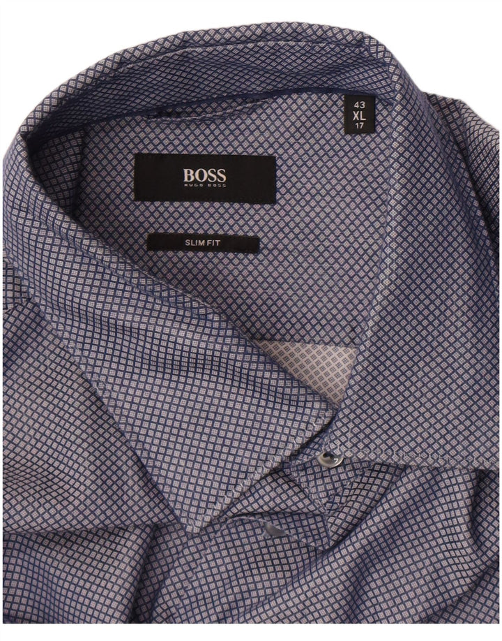 Ανδρικό πουκάμισο Hugo Boss Slim Fit Size 17 43 XL Blue Check