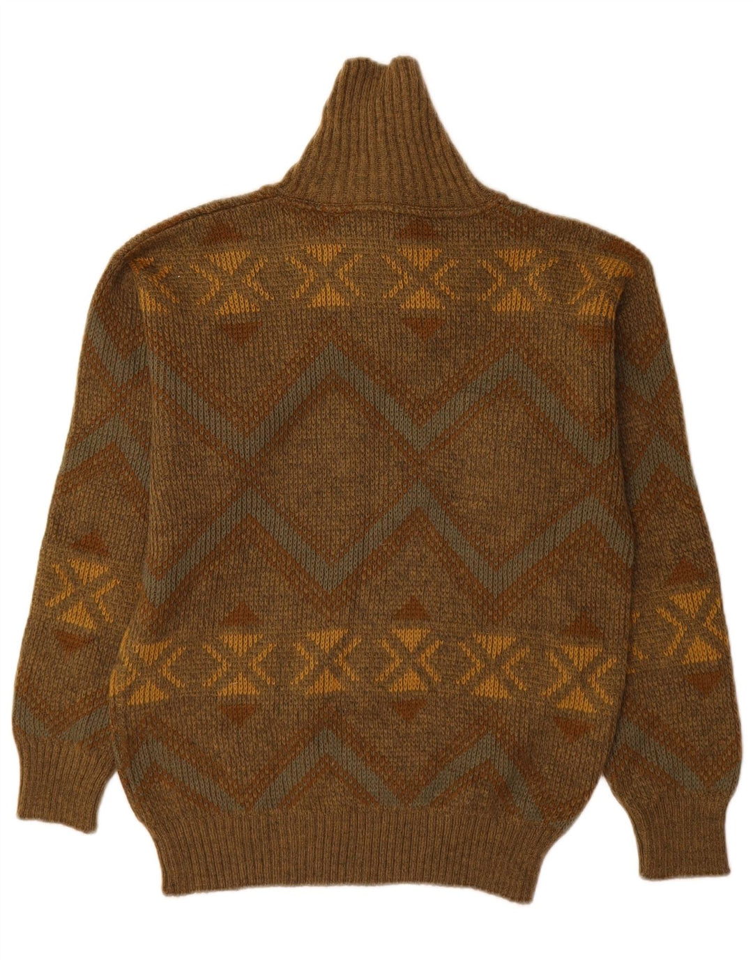 Vintage Ανδρικό Πουλόβερ Λαιμού Σάλι IT 48 Medium Khaki Geometric
