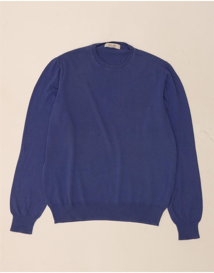 Ανδρικό πουλόβερ Zara Crew Neck Jumper Large Blue