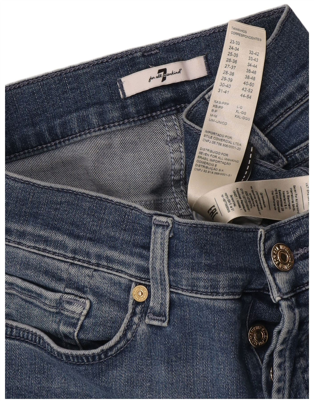 7 For All Mankind Womens Slim Jeans W32 L27 Blue Cotton