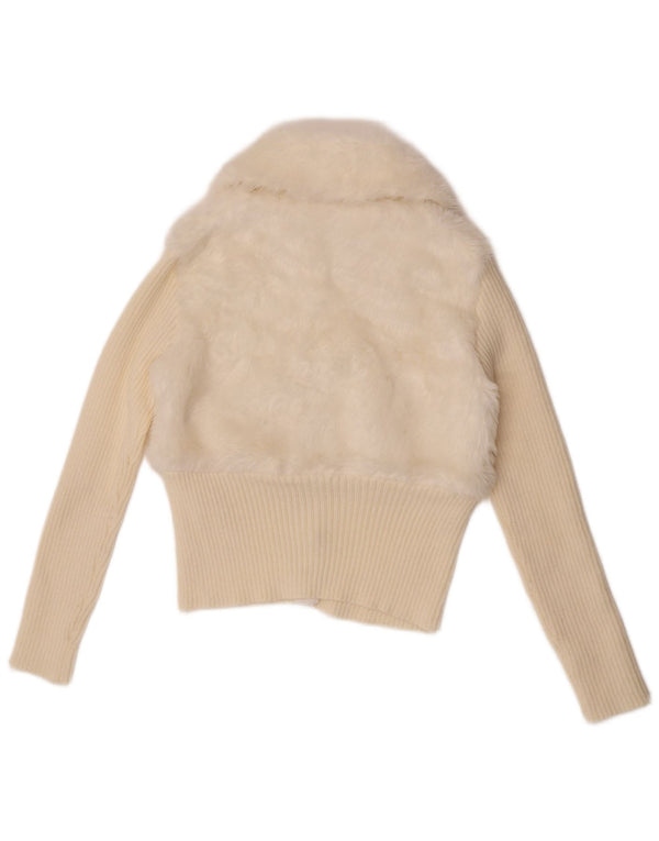 Guess Girls Crop Cardigan Sweater 15-16 Years XL White Colourblock