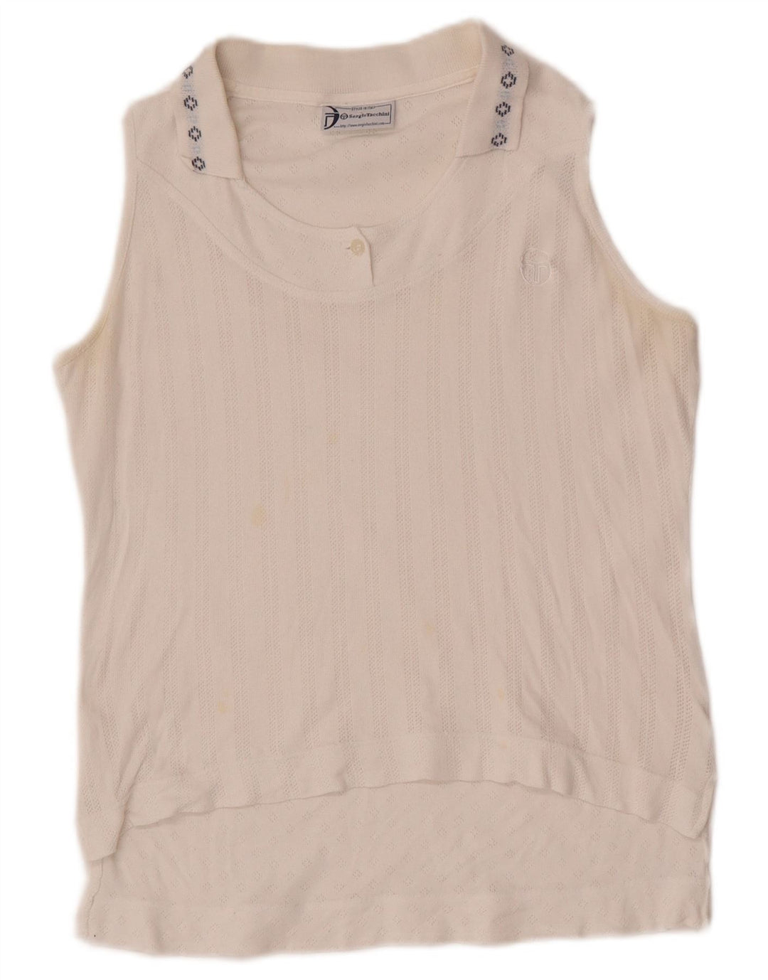 Sergio Tacchini γυναικείο αμάνικο μπλουζάκι πόλο EU 38 Medium White Fair Isle