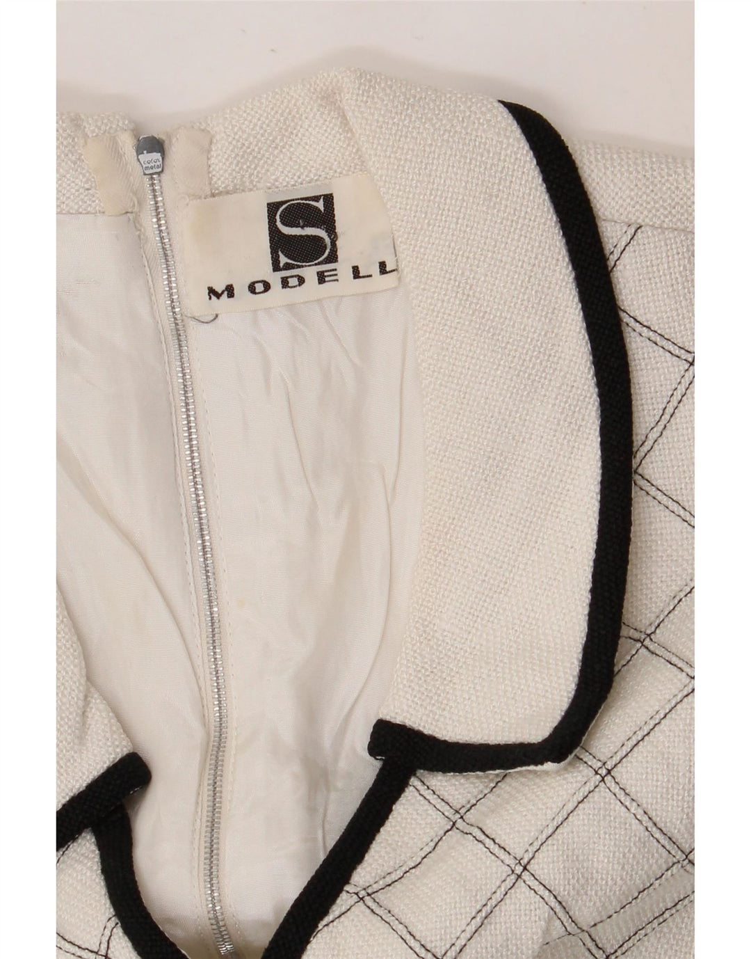 VINTAGE Γυναικείο Αμάνικο Φόρεμα A-Line UK 8 Small White Check