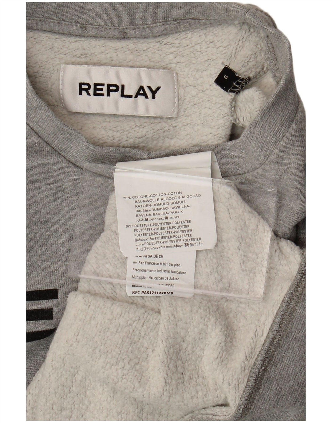 REPLAY Γυναικείο Γραφικό Φούτερ Paris Crop Jumper UK 10 Small Grey Cotton