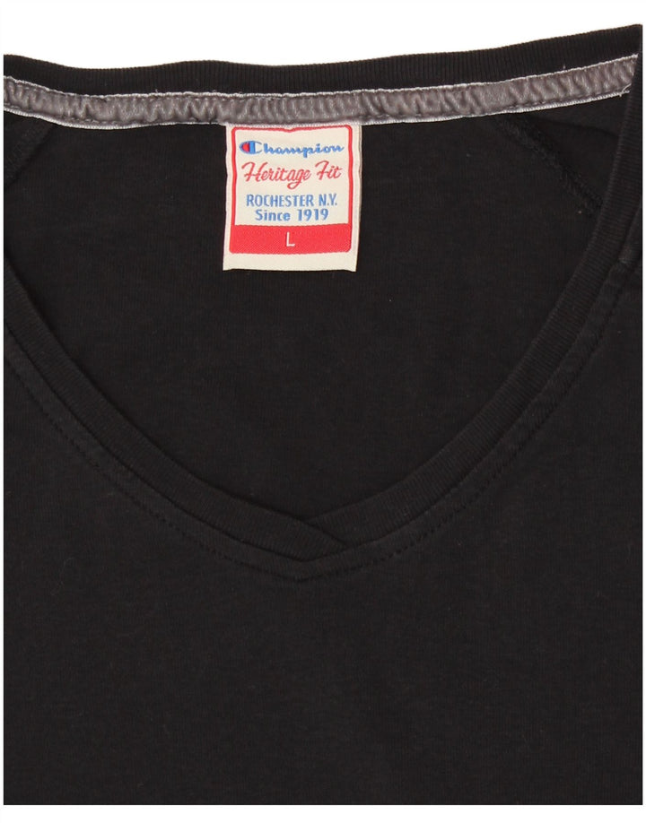 CHAMPION Γυναικεία Heritage Fit Top Μακρύ μανίκι UK 14 Large Μαύρο