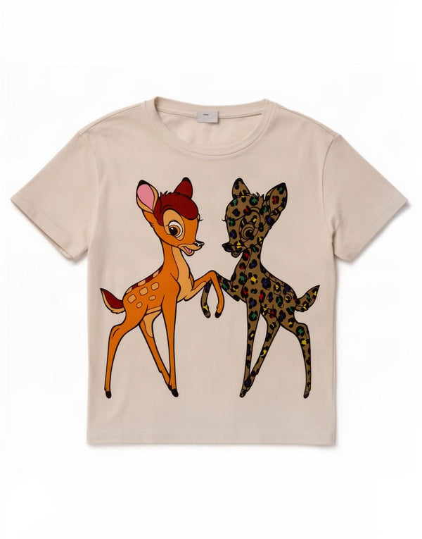 Γυναικείο μπλουζάκι Benetton Disney Graphic T-shirt Top UK 14 Medium White Animal Print