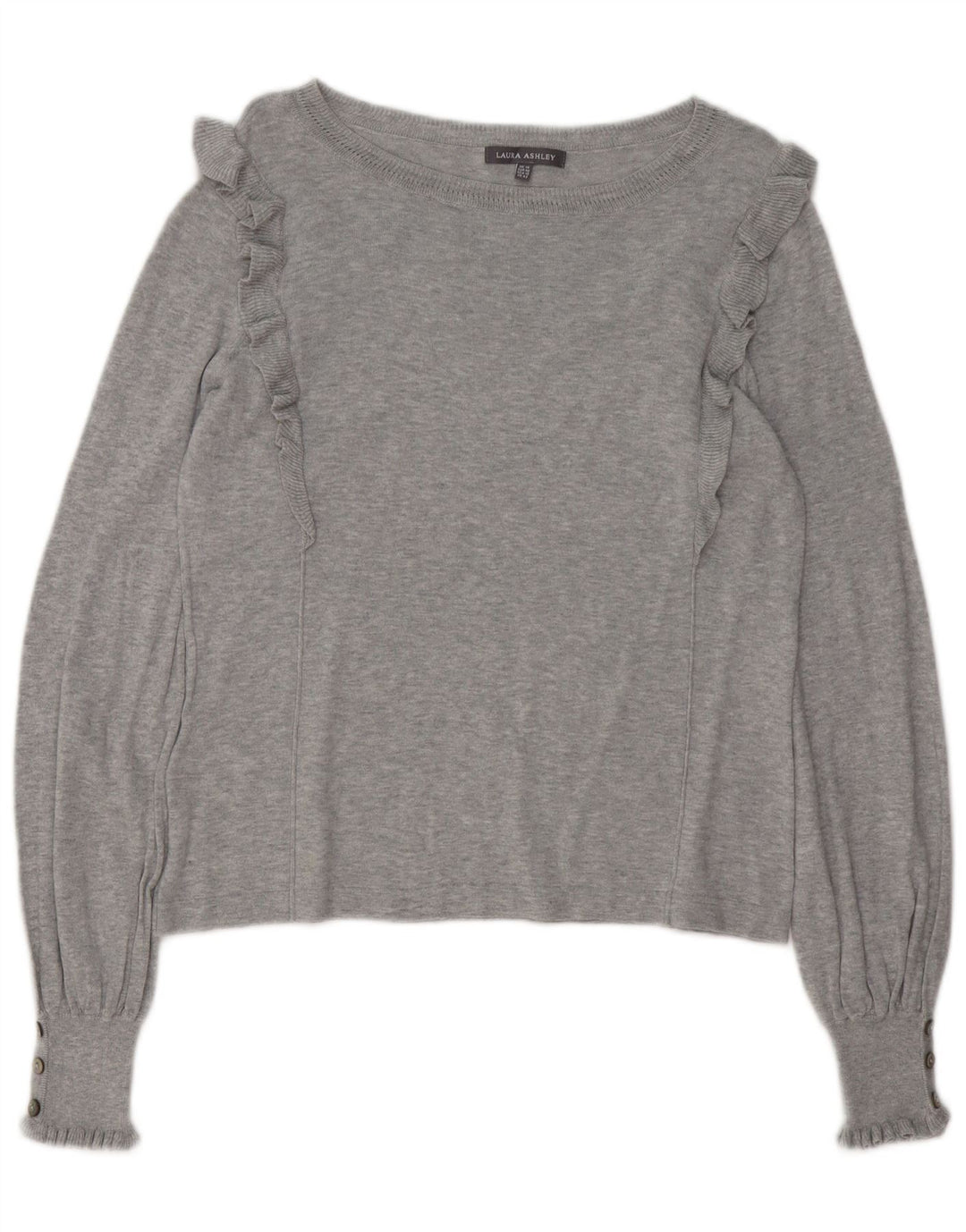 LAURA ASHLEY Γυναικείο πουλόβερ με λαιμόκαυστο UK 14 μεγάλο βαμβακερό γκρι