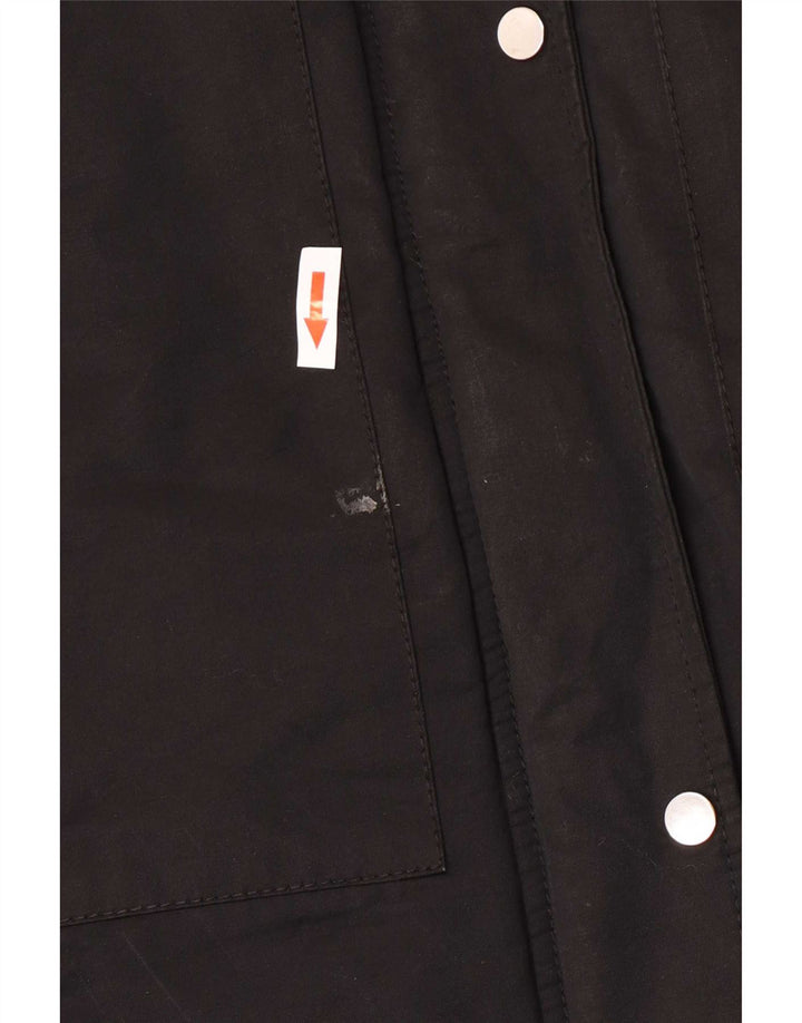 Zara Γυναικείο μπουφάν Parka με κουκούλα UK 14 μεσαίο μαύρο βαμβακερό