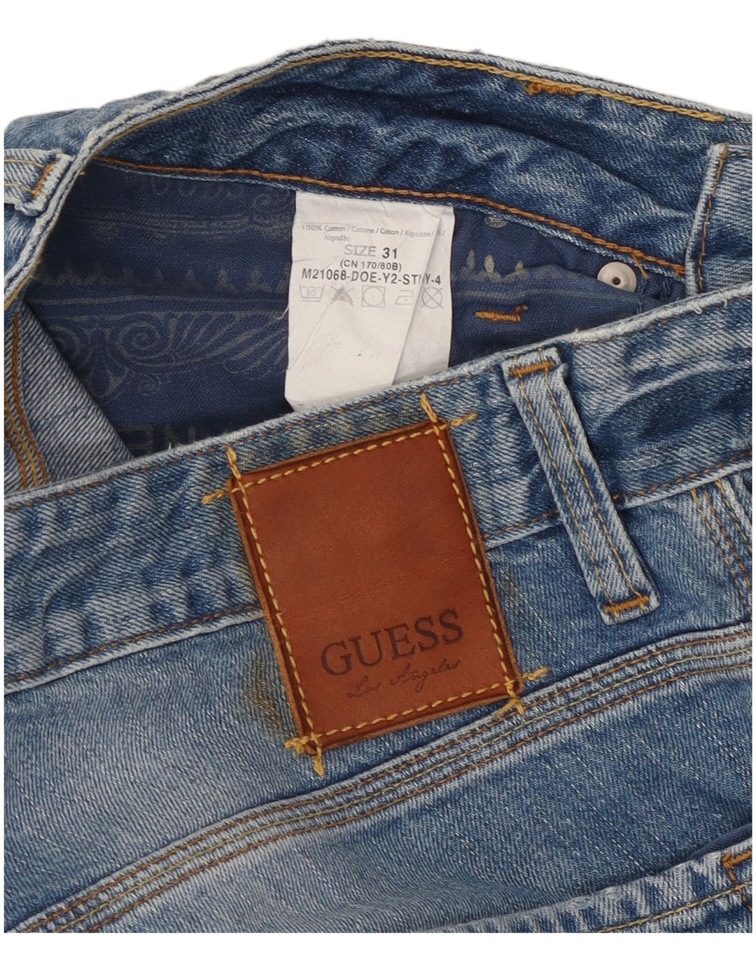 Ανδρικό τζιν Guess Distressed Straight W31 L34 Μπλε βαμβακερό