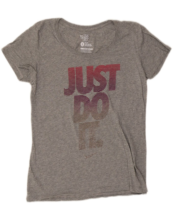Γυναικείο γραφικό μπλουζάκι Nike Slim Fit Top UK 14 Large Grey Flecked