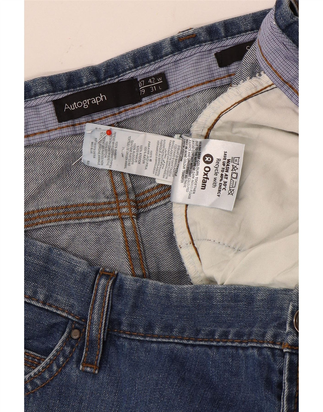 Marks & Spencer Ανδρικό Αυτόγραφο Straight Jeans W42 L27 Μπλε βαμβακερό